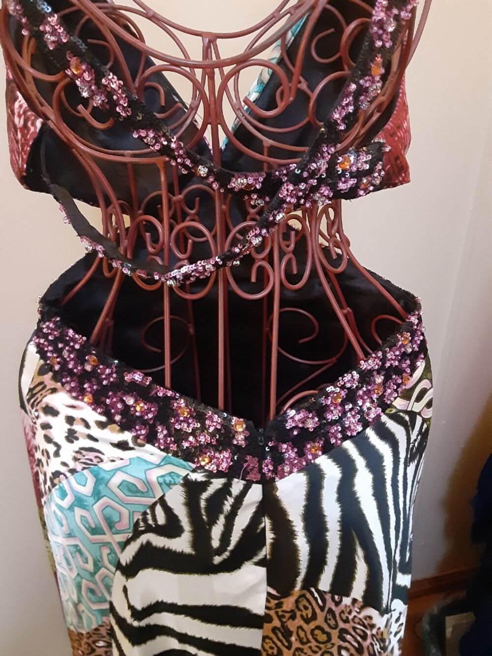 Mori Lee by Madeline Gardner formal sz 6 animal print cutout waist Y2K - Picture 14 of 16
